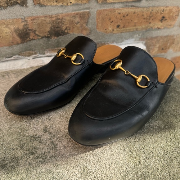 Gucci Princetown Leather Slippers/Mules Sz 37 - Picture 1 of 9